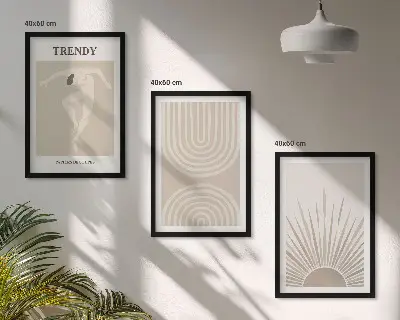 Conjunto de quadros para sala de estar com pôsteres abstratos boho em tons pastel