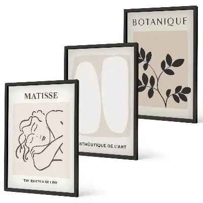 Composição de quadros moderna com as elegantes pinturas de plantas de Matisse