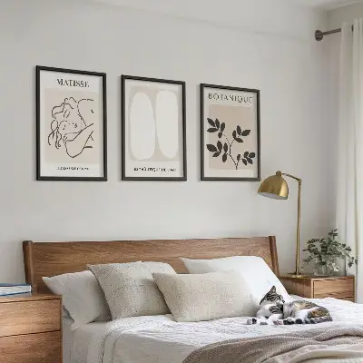 Composição de quadros moderna com as elegantes pinturas de plantas de Matisse