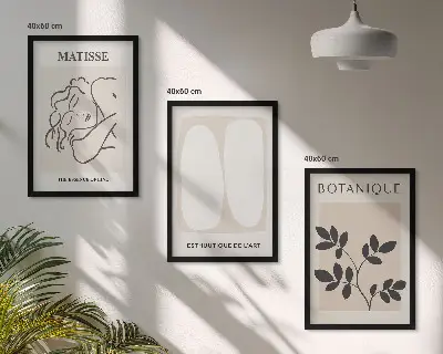 Composição de quadros moderna com as elegantes pinturas de plantas de Matisse