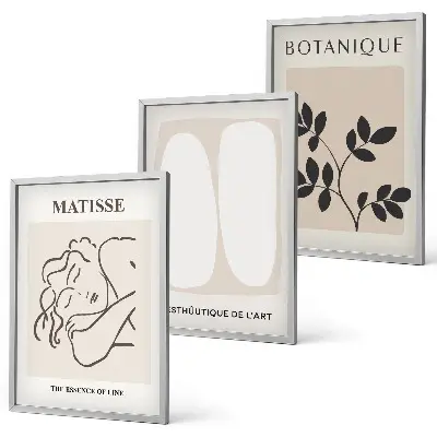 Composição de quadros moderna com as elegantes pinturas de plantas de Matisse