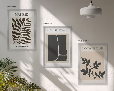 Conjunto de 3 quadros com moldura Pôsteres minimalistas de plantas