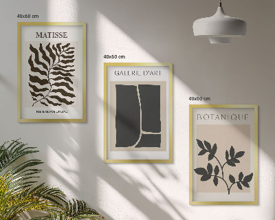 Conjunto de 3 quadros com moldura Pôsteres minimalistas de plantas