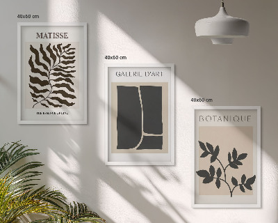 Conjunto de 3 quadros com moldura Pôsteres minimalistas de plantas