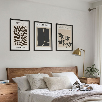 Conjunto de 3 quadros com moldura Pôsteres minimalistas de plantas