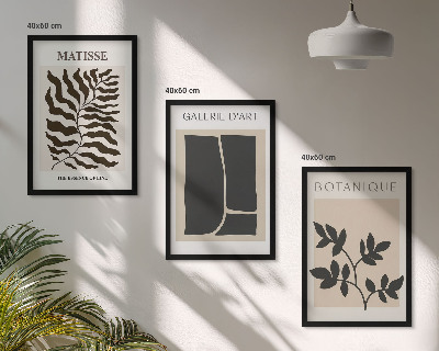 Conjunto de 3 quadros com moldura Pôsteres minimalistas de plantas
