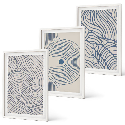 Conjunto de quadros para sala de estar Formas abstratas de linhas e ondas