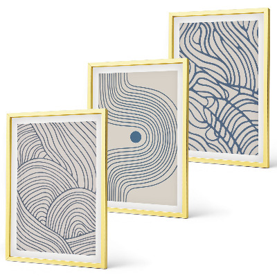 Conjunto de quadros para sala de estar Formas abstratas de linhas e ondas