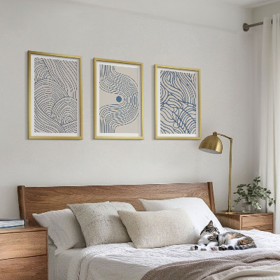 Conjunto de quadros para sala de estar Formas abstratas de linhas e ondas
