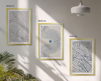 Conjunto de quadros para sala de estar Formas abstratas de linhas e ondas