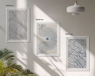 Conjunto de quadros para sala de estar Formas abstratas de linhas e ondas