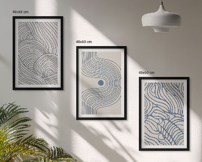 Conjunto de quadros para sala de estar Formas abstratas de linhas e ondas