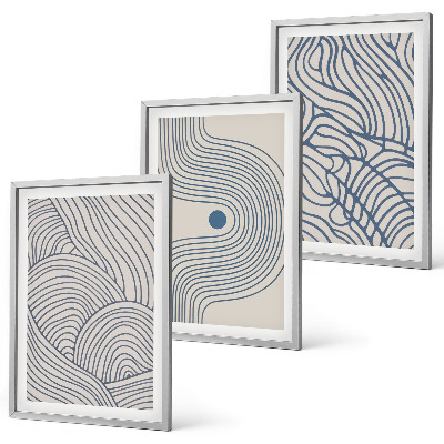 Conjunto de quadros para sala de estar Formas abstratas de linhas e ondas