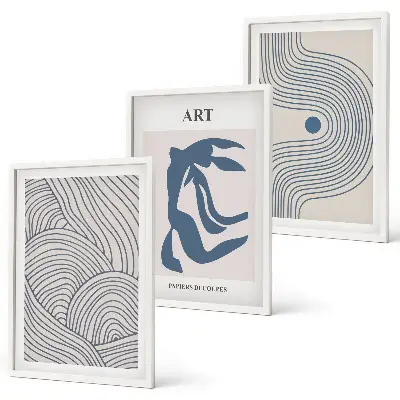 Composição de quadros moderna linhas abstratas em tons de azul