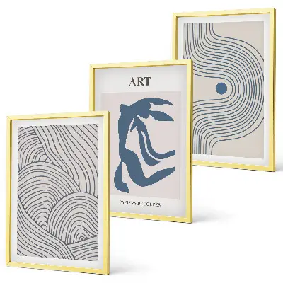 Composição de quadros moderna linhas abstratas em tons de azul