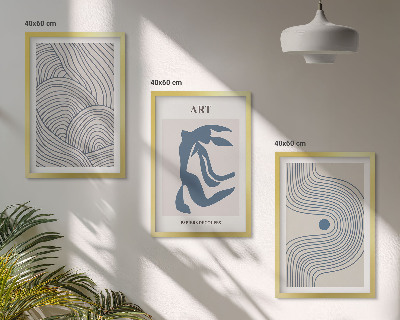 Composição de quadros moderna Linhas azuis abstratas
