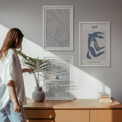 Composição de quadros moderna Linhas azuis abstratas