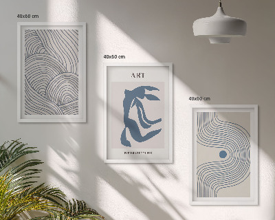 Composição de quadros moderna Linhas azuis abstratas