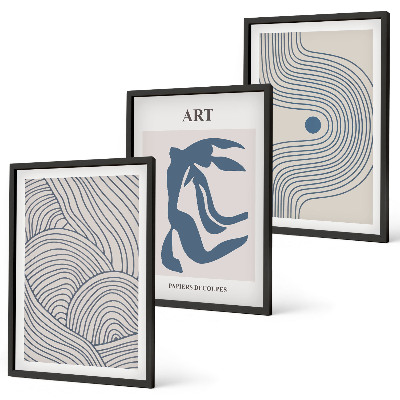 Composição de quadros moderna Linhas azuis abstratas