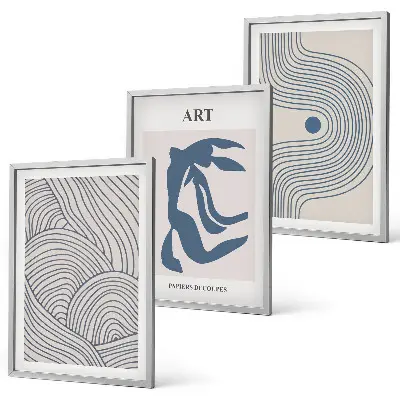 Composição de quadros moderna linhas abstratas em tons de azul