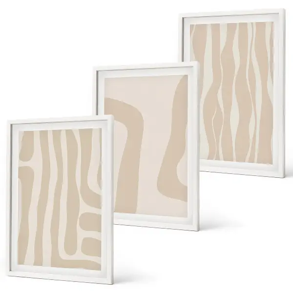 Conjunto de quadros para sala de estar com padrões boho abstratos