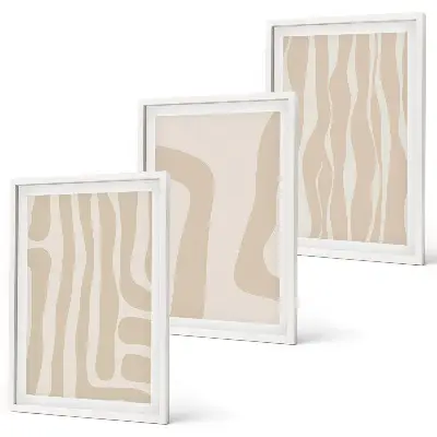 Conjunto de quadros para sala de estar com padrões boho abstratos