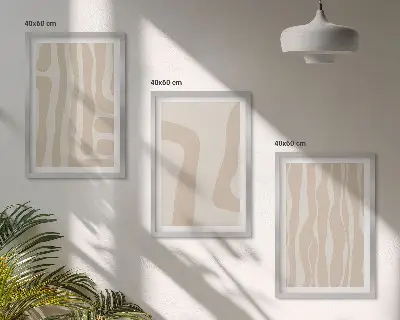 Conjunto de quadros para sala de estar com padrões boho abstratos