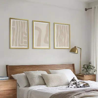 Conjunto de quadros para sala de estar com padrões boho abstratos