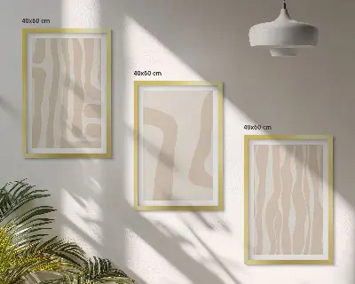 Conjunto de quadros para sala de estar com padrões boho abstratos