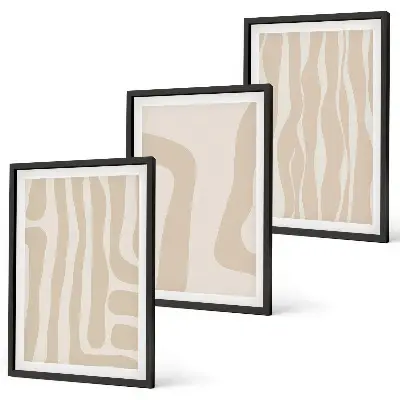 Conjunto de quadros para sala de estar com padrões boho abstratos