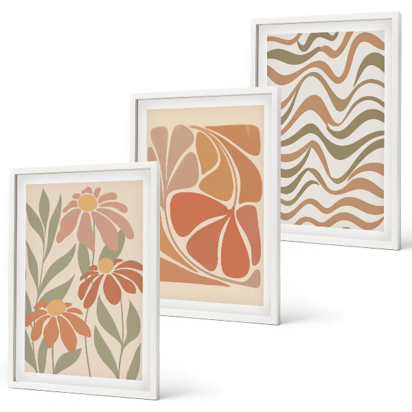 Composição de quadros moderna Flores abstratas em tons pastel