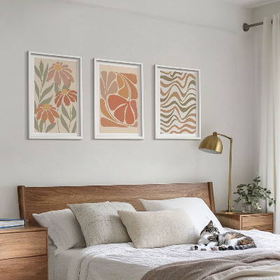 Composição de quadros moderna Flores abstratas em tons pastel