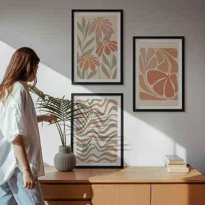 Composição de quadros moderna Flores abstratas em tons pastel