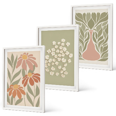 Conjunto de quadros para sala de estar Estampas florais boho
