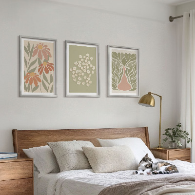 Conjunto de quadros para sala de estar Estampas florais boho