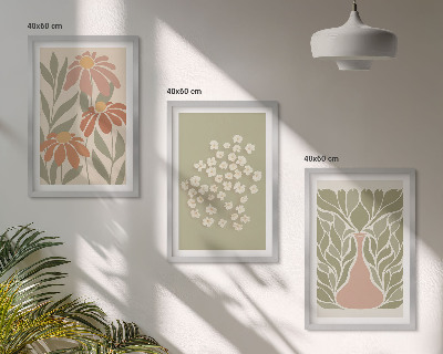 Conjunto de quadros para sala de estar Estampas florais boho
