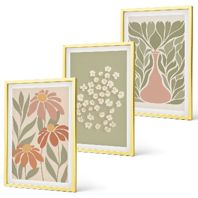 Conjunto de quadros para sala de estar Estampas florais boho
