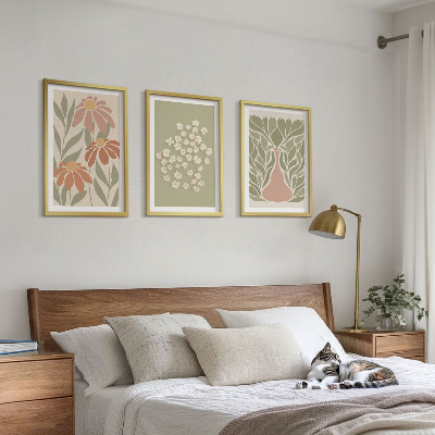 Conjunto de quadros para sala de estar Estampas florais boho