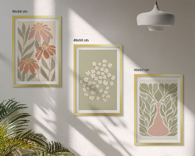 Conjunto de quadros para sala de estar Estampas florais boho