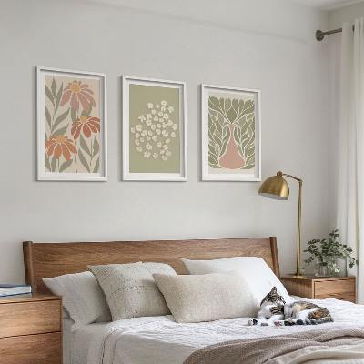 Conjunto de quadros para sala de estar Estampas florais boho