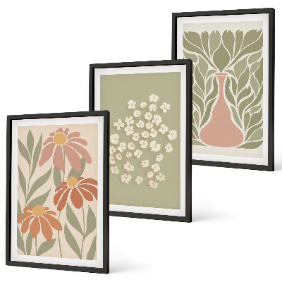 Conjunto de quadros para sala de estar Estampas florais boho