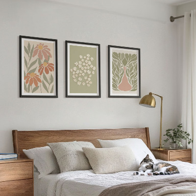 Conjunto de quadros para sala de estar Estampas florais boho