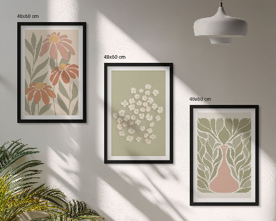 Conjunto de quadros para sala de estar Estampas florais boho