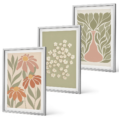 Conjunto de quadros para sala de estar Estampas florais boho