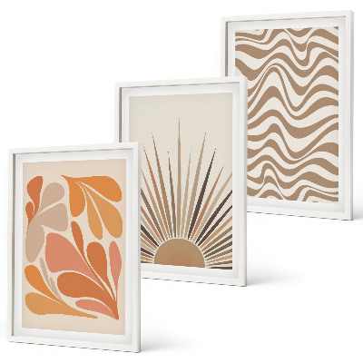 Composição de quadros moderna formas pastel boho de sol