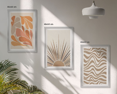 Composição de quadros moderna formas pastel boho de sol
