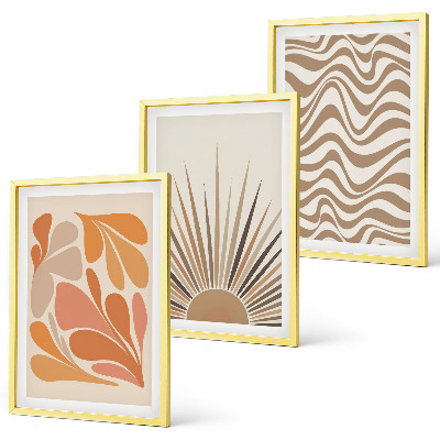 Composição de quadros moderna formas pastel boho de sol