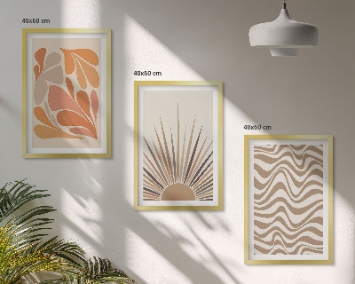 Composição de quadros moderna formas pastel boho de sol