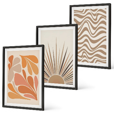 Composição de quadros moderna formas pastel boho de sol