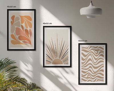 Composição de quadros moderna formas pastel boho de sol